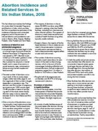 Fact Sheet on Abortion Incidence Related Services in Six Indian States, 2015, Guttmacher Institute