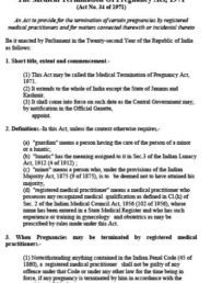 Medical Termination of Pregnancy Act, 1971, Government of India