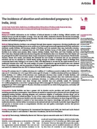 The Incidence of Abortion and Unintended Pregnancy in India, 2015, Guttmacher Institute